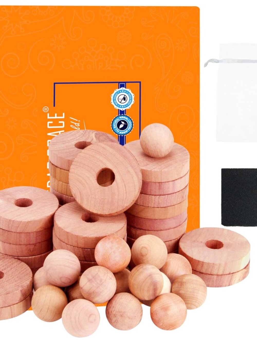 Cedar Blocks for Clothes Storage,40 Pcs Fresh Smell Cedar Balls and Rings